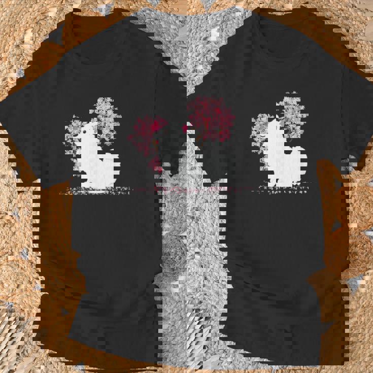 日本のかわいいさくら 桜 ジャパニーズスピッツ犬 Tシャツ 高齢者への贈り物