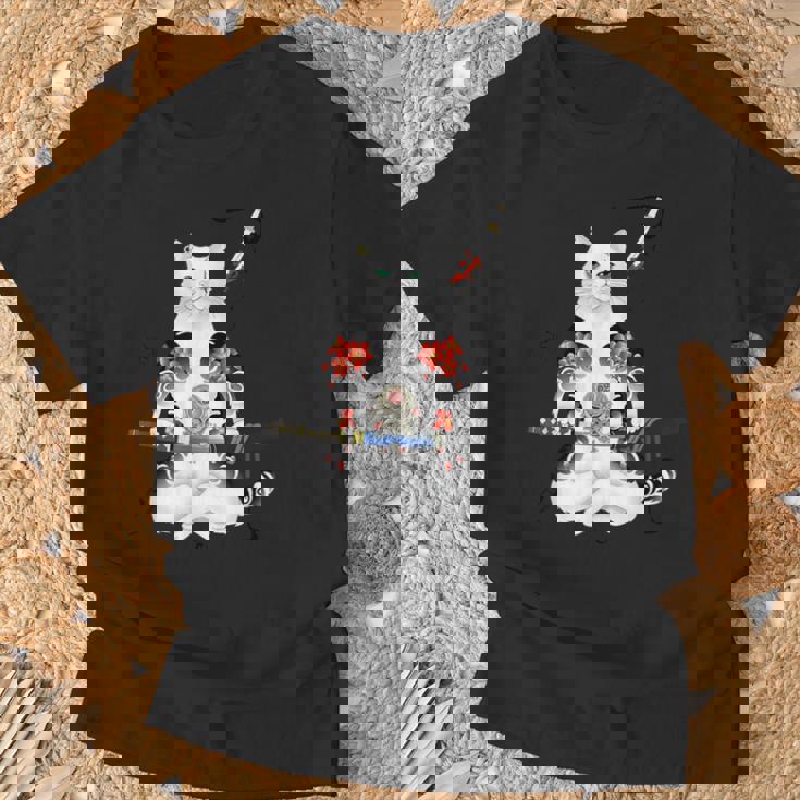 日本の侍猫刀忍者 ヤクザタトゥー Tシャツ 高齢者への贈り物