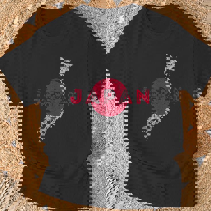 日本の地図と旗 日本のお土産 Tシャツ 高齢者への贈り物