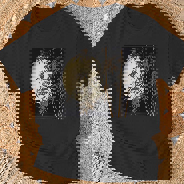 日本の竹と月 長袖tシャツ Tシャツ 高齢者への贈り物