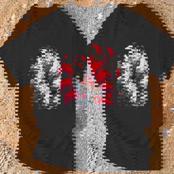 日本アニメ キツネ 九尾 Tシャツ 高齢者への贈り物