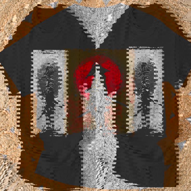 日本アート サムライ ビンテージ ファイター レトロデザイン Tシャツ 高齢者への贈り物