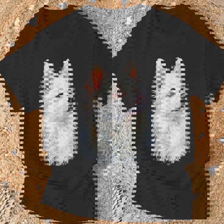 日本スピッツ 犬 グラフィック ペット イラスト 日本スピッツ Tシャツ 高齢者への贈り物