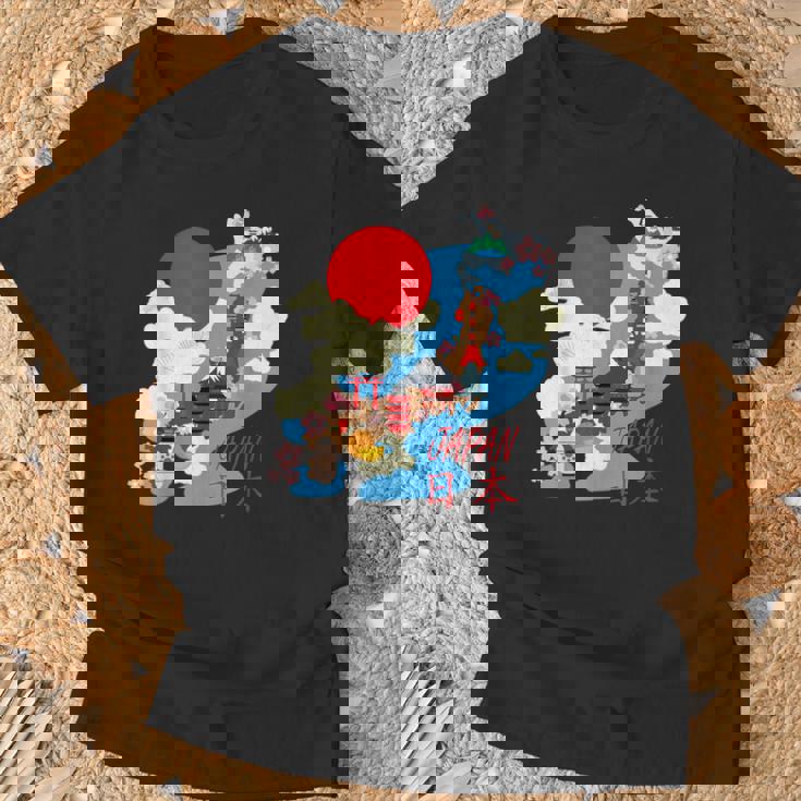 日本地図日本 涼しいのお土産 Tシャツ 高齢者への贈り物