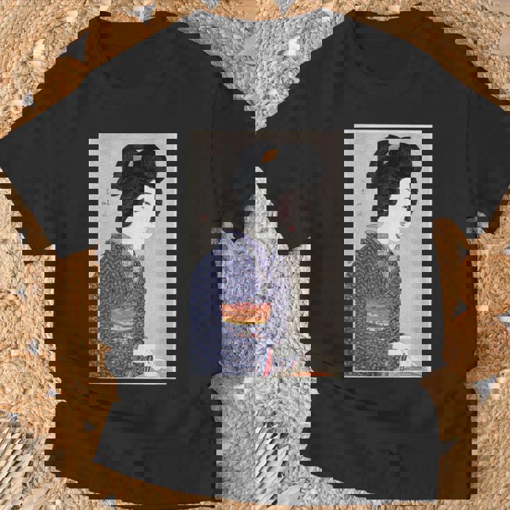 日本美術 芸者 日本木版 新版画美人画 Tシャツ 高齢者への贈り物