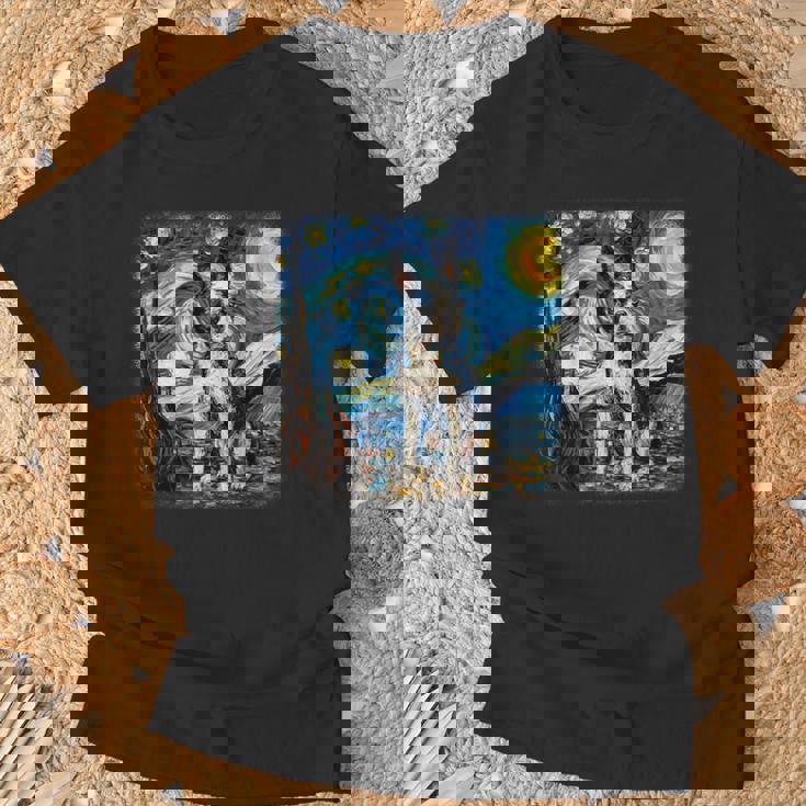 星月夜のヴァンゴッホ ボストンテリア Tシャツ 高齢者への贈り物