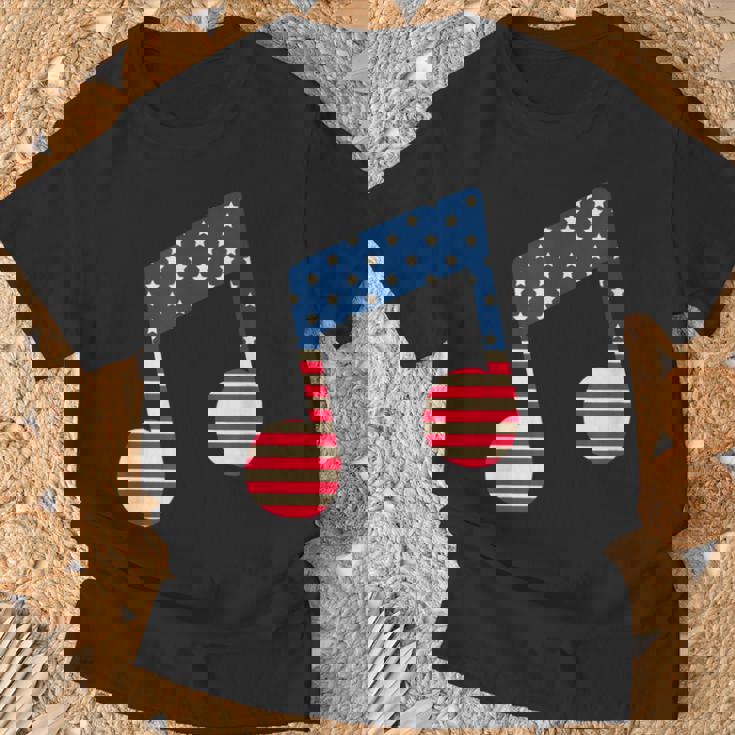 星条旗 アメリカ国旗 音符 Tシャツ 高齢者への贈り物