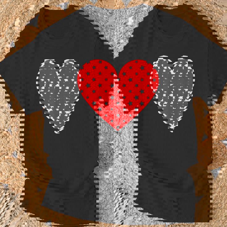 星柄のグラフィックハートプリント。 Tシャツ 高齢者への贈り物