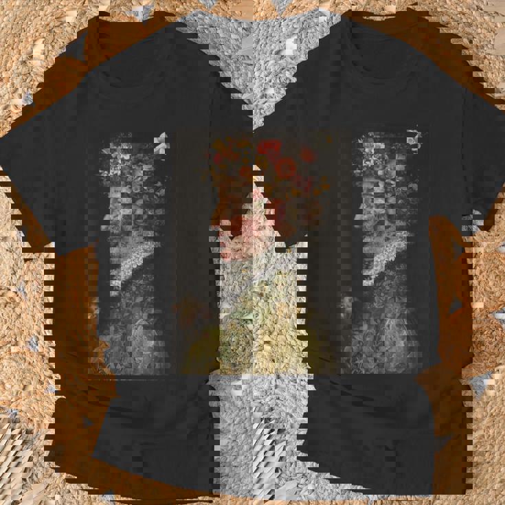春のジュゼッペアルチンボルド絵画 Tシャツ 高齢者への贈り物