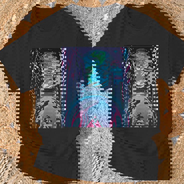 未来都市美学宇宙ハイテクホーム Tシャツ 高齢者への贈り物