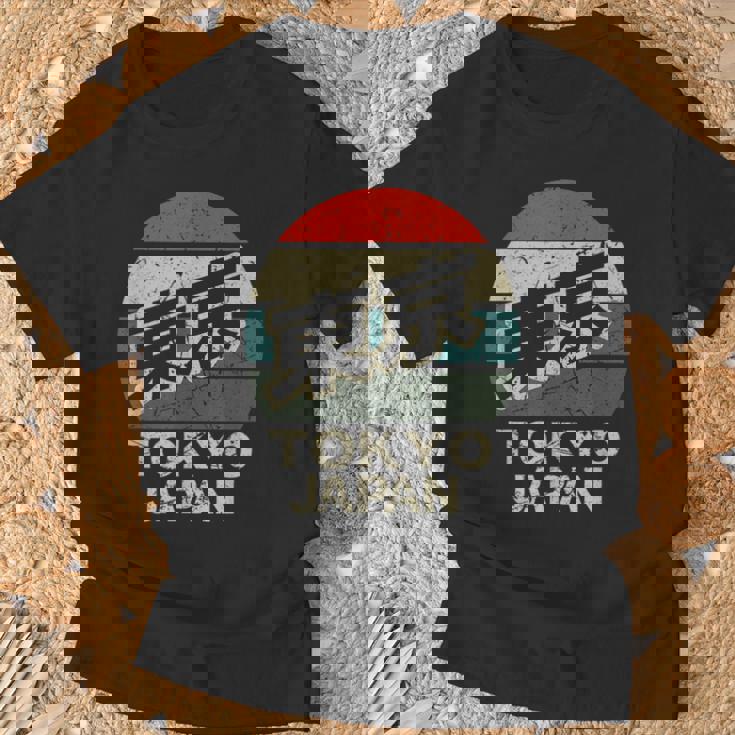 東京ジャパン 漢字 円形 レトロ サンセット Tシャツ 高齢者への贈り物