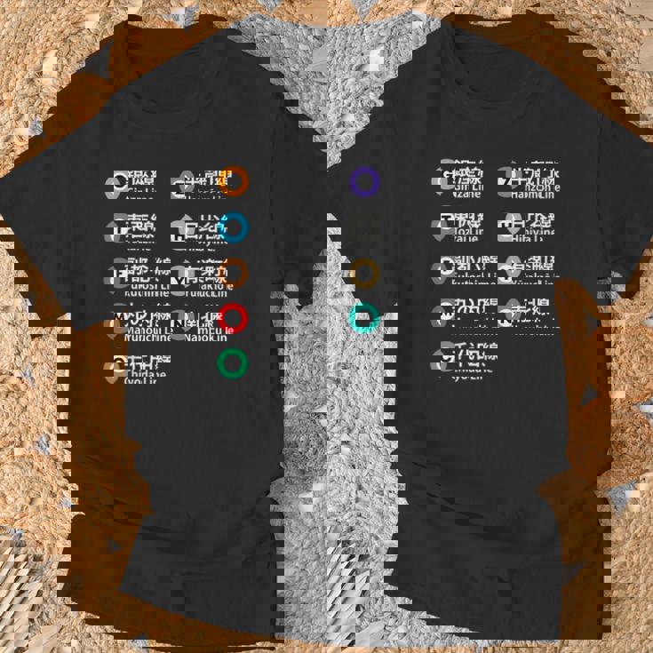 東京地下鉄線 漢字 銀座丸の内 日比谷ゆらく町 Tシャツ 高齢者への贈り物