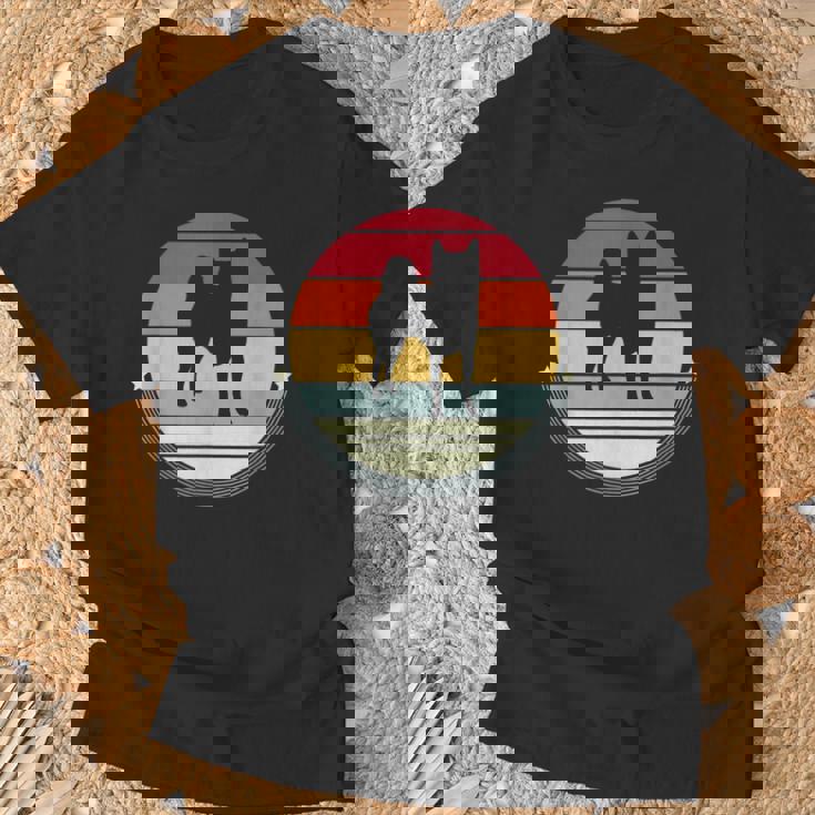 柴犬 シルエット レトロ ヴィンテージ 犬 オーナー レディース メンズ Tシャツ 高齢者への贈り物
