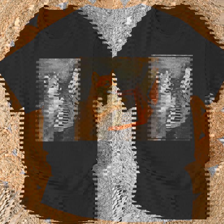 柴犬ピアノ犬 Tシャツ 高齢者への贈り物