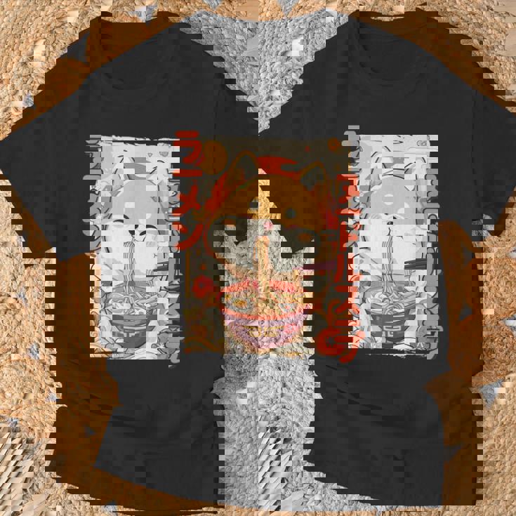 柴犬好きラーメン カワイイ猫柴犬犬ラーメン Tシャツ 高齢者への贈り物