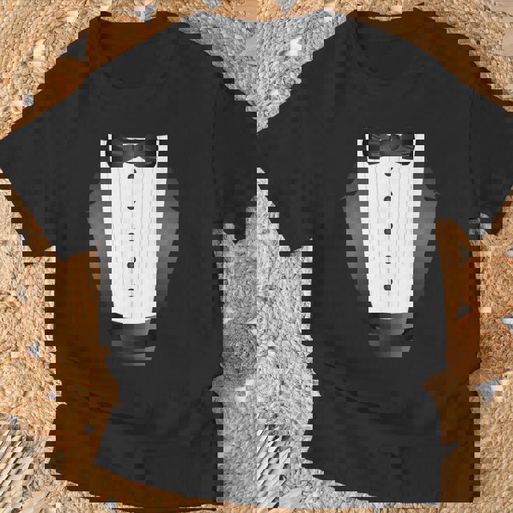 楽しいブラックタイ イベント チーム 新郎 フェイク タキシード Tシャツ 高齢者への贈り物