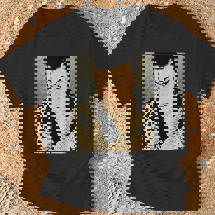 歌舞伎 演劇 俳優 サムライ 俊泉 日本のビンテージアート Tシャツ 高齢者への贈り物