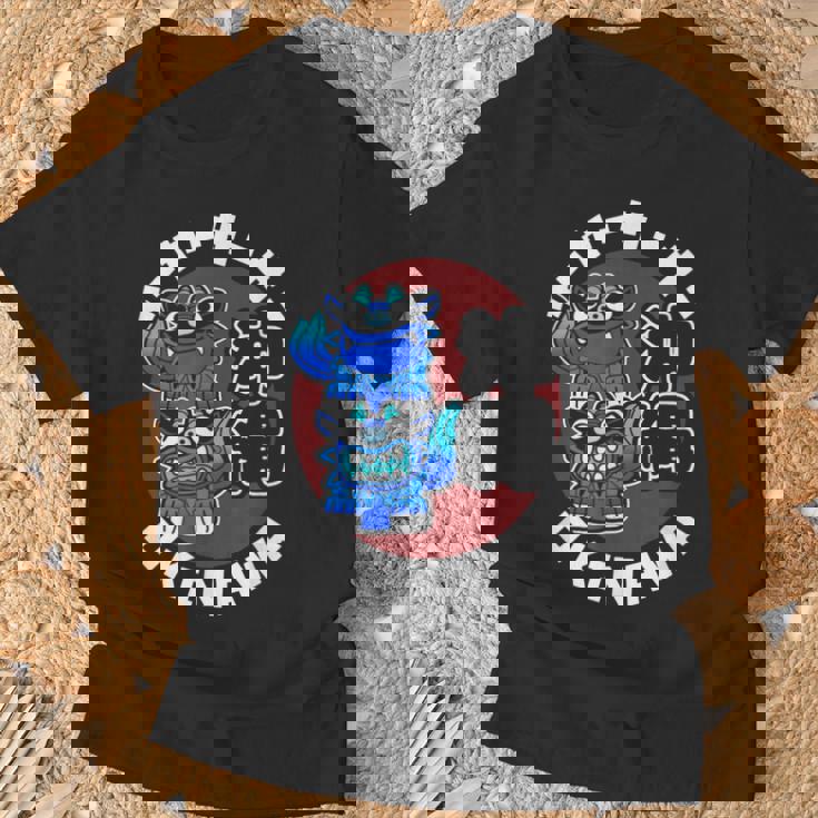 沖縄 ジャパン シーサー 守護ライオンズ 沖縄 日本語 漢字 Tシャツ 高齢者への贈り物