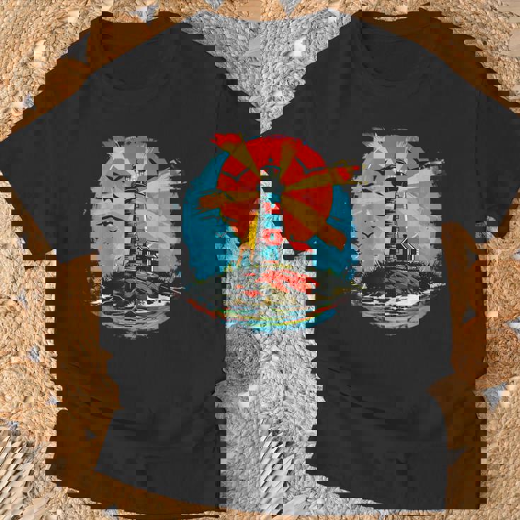 灯台 シーサイド ハウス セーリング 海 ビーチ ボート Tシャツ 高齢者への贈り物
