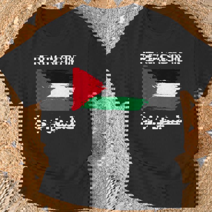 無料のパレスチナ国旗 アラビア語 自由ガザ エルサレムモスク Tシャツ 高齢者への贈り物