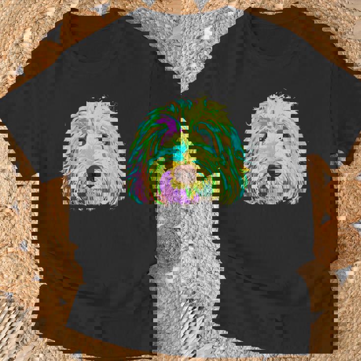 犬 カラフル ラブラドゥードル Tシャツ 高齢者への贈り物