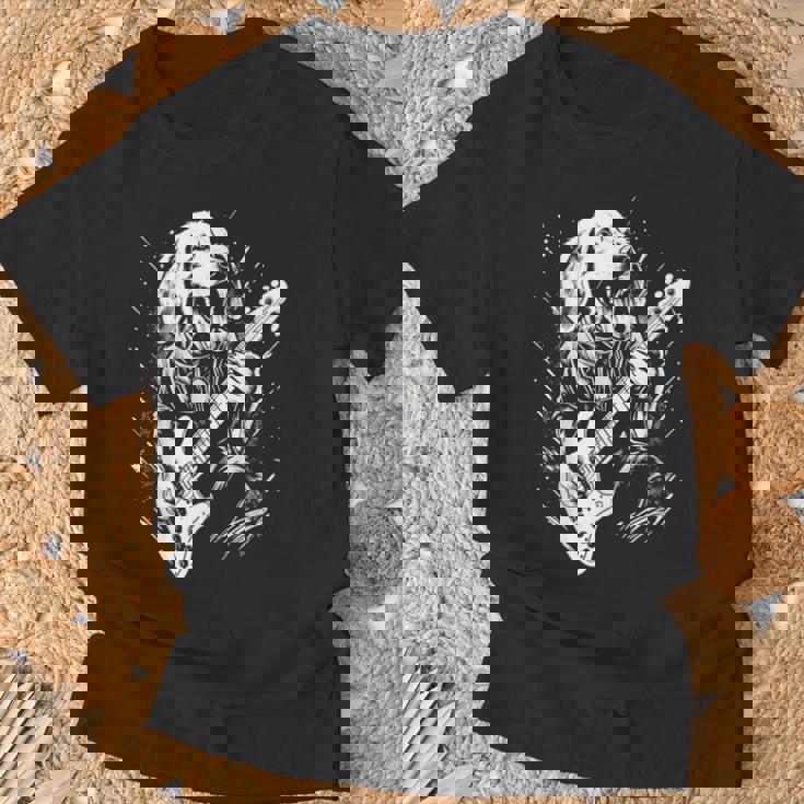 犬 演奏 ベース ギター シャツ 男性用 動物 ギターを弾く Tシャツ 高齢者への贈り物