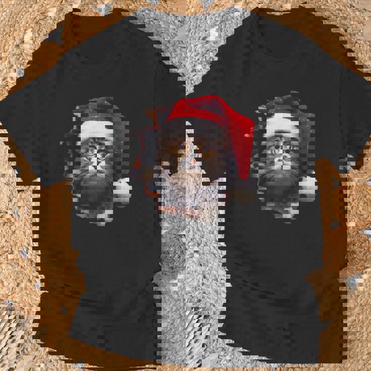 猫 クリスマス クリスマスパーティー Tシャツ 高齢者への贈り物
