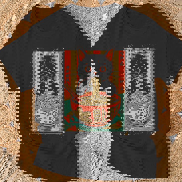 猫 ラーメン ヌードル 日本アニメ 漫画 ラーメン カワイイ 猫 Tシャツ 高齢者への贈り物