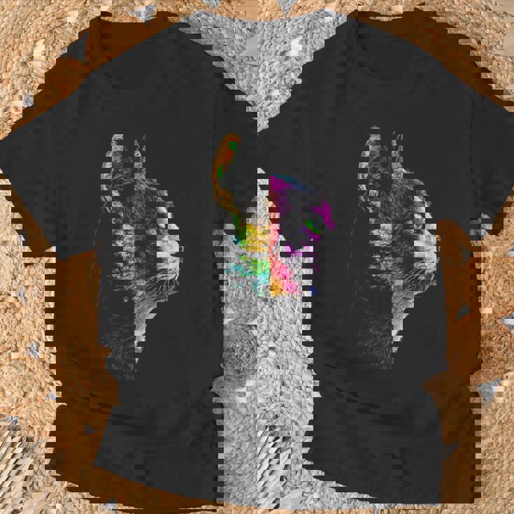 猫 動物 グラフィック アートワーク 猫 Tシャツ 高齢者への贈り物