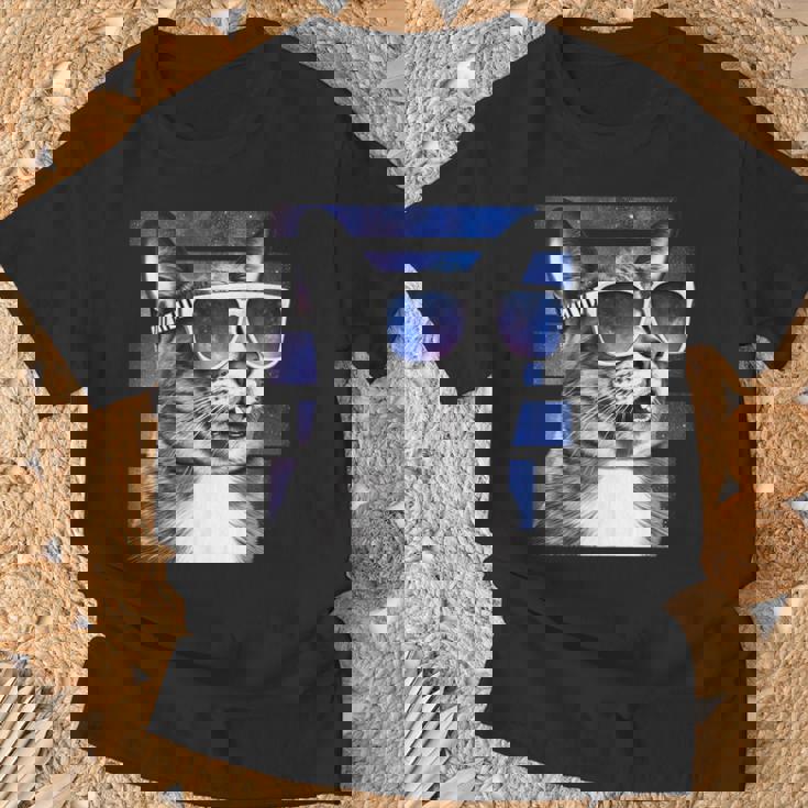 猫 宇宙 メガネ ギャラクシー サングラス おもしろい 猫 ミーム Tシャツ 高齢者への贈り物