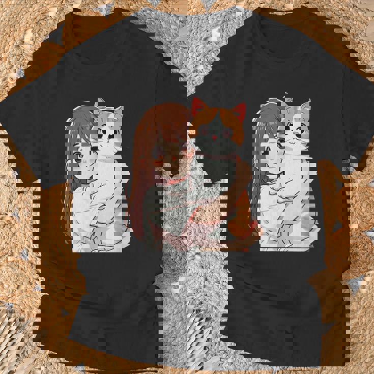 猫と少女 Cat And Girl Tシャツ 高齢者への贈り物