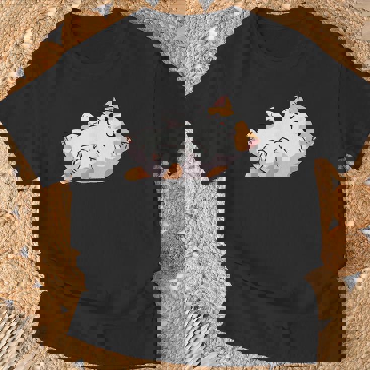 猫のへそ天 Cat Belly Trap Tシャツ 高齢者への贈り物