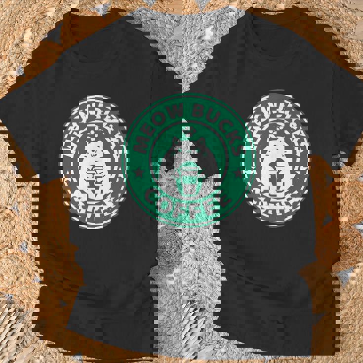 猫バックスコ－ヒ－ スタバ 可愛い カフェ 個性的 パロディ 面白い 笑える Tシャツ 高齢者への贈り物