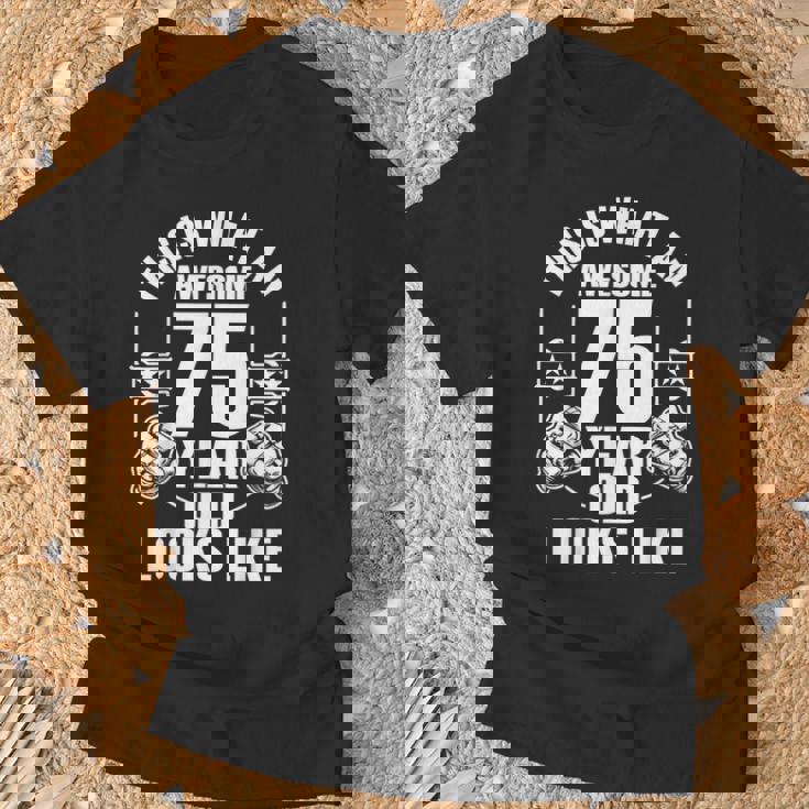 男性、女性、75歳の誕生日への75歳の誕生日プレゼント Tシャツ 高齢者への贈り物