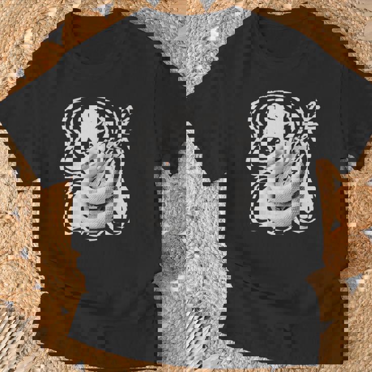 白蛇と弁財天 和風神秘デザイン 蛇と楽器モチーフ Tシャツ 高齢者への贈り物