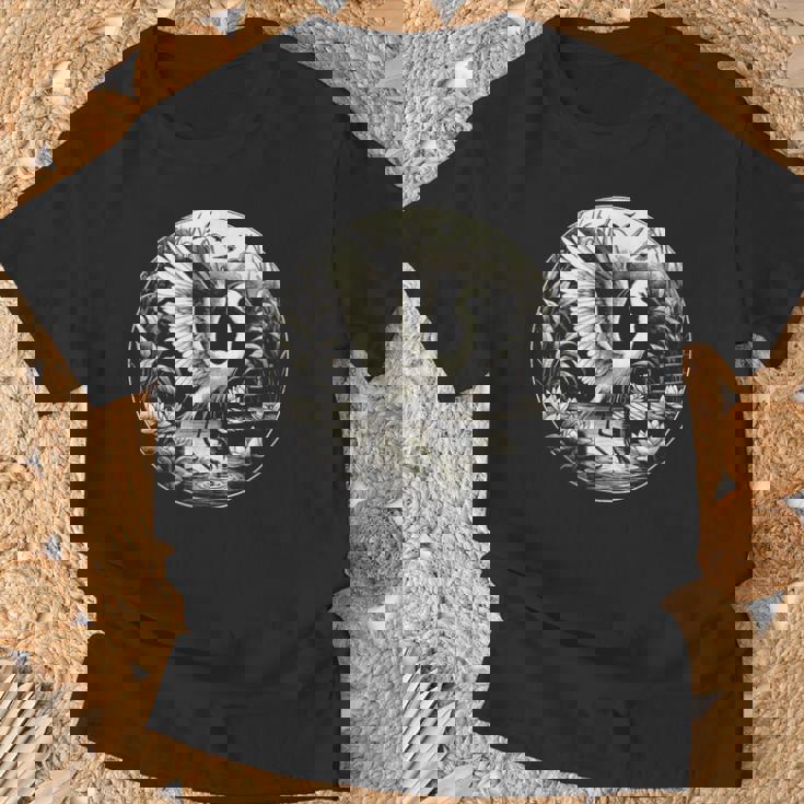 白鷺シーンのグラフィック アート デザイン Tシャツ 高齢者への贈り物