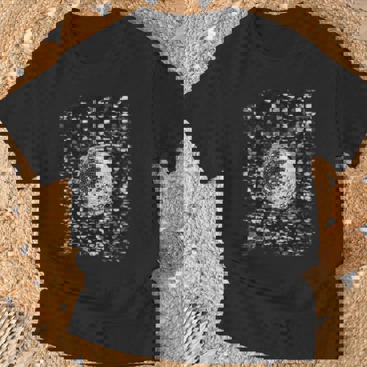白黒ディスコボール クラブ レトロ Tシャツ 高齢者への贈り物