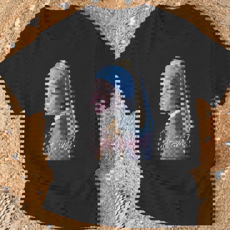 真珠の耳飾りの少女 フェルメール 面白い オルタード アート Wassup Tシャツ 高齢者への贈り物