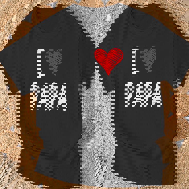 私はパパ 最高 お父さん 父 息子 娘 衣装 ハートが大好きです I Love Papa Tシャツ 高齢者への贈り物