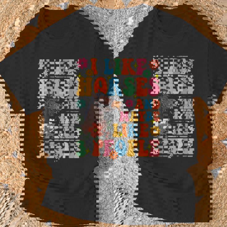 私は馬と3人が好きグルーヴィーな乗馬乗馬ライダー Tシャツ 高齢者への贈り物