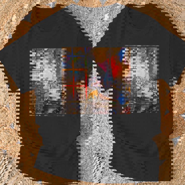 窓を通るパリ マルク・シャガール Tシャツ 高齢者への贈り物