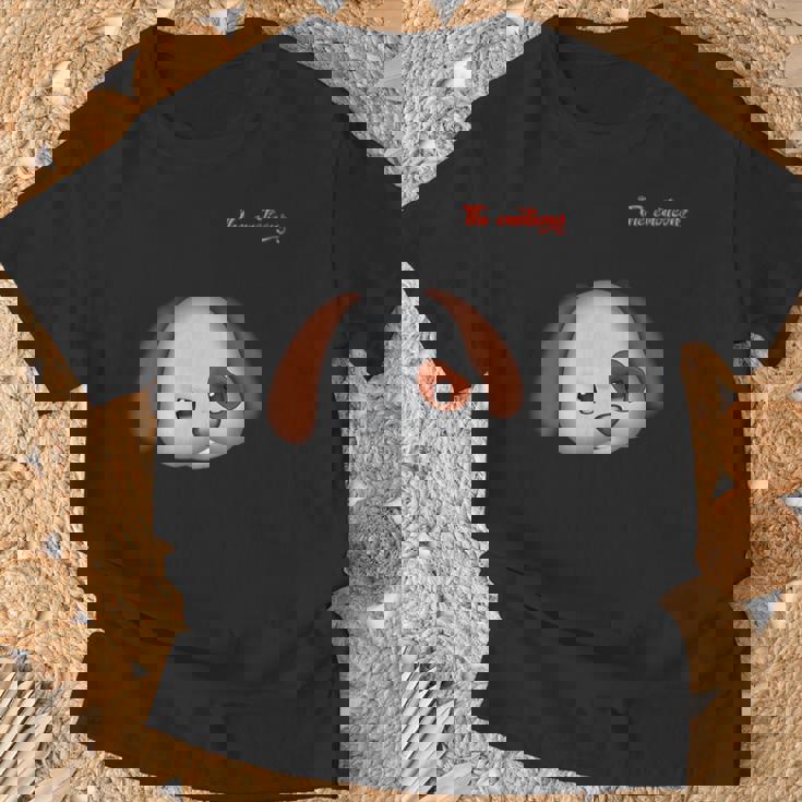 絵文字しかめっ面の怒った犬の顔 Tシャツ 高齢者への贈り物