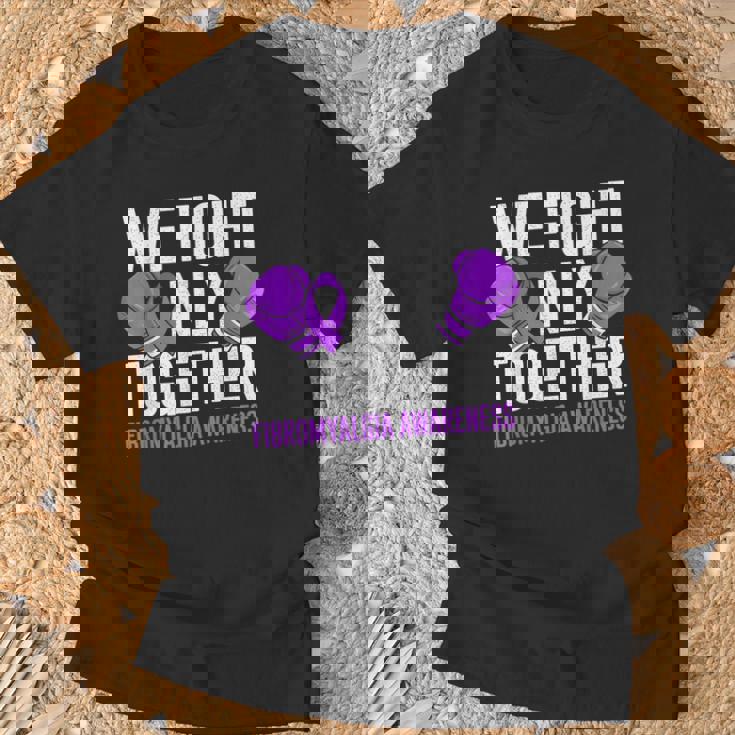 線維筋痛症啓発 パープルリボン We Fightonly Together Tシャツ 高齢者への贈り物