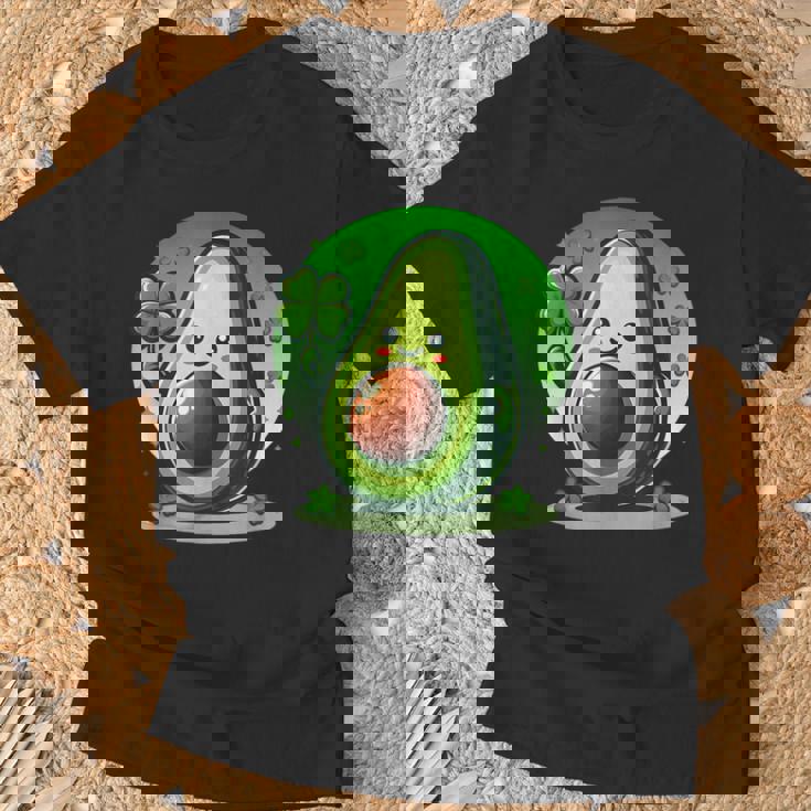 聖パトリックの日 アボカド 幸運の四つ葉のクローバー Tシャツ 高齢者への贈り物