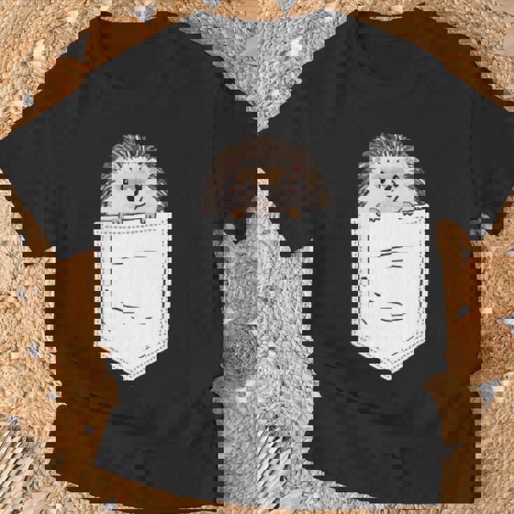 胸ポケットに入ったハリネズミ 衣類 ハリネズミ ギフト Tシャツ 高齢者への贈り物