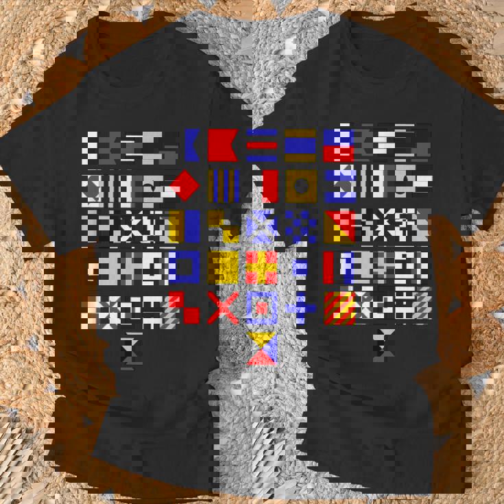 航海旗 アルファベット 国際海上信号旗 Tシャツ 高齢者への贈り物
