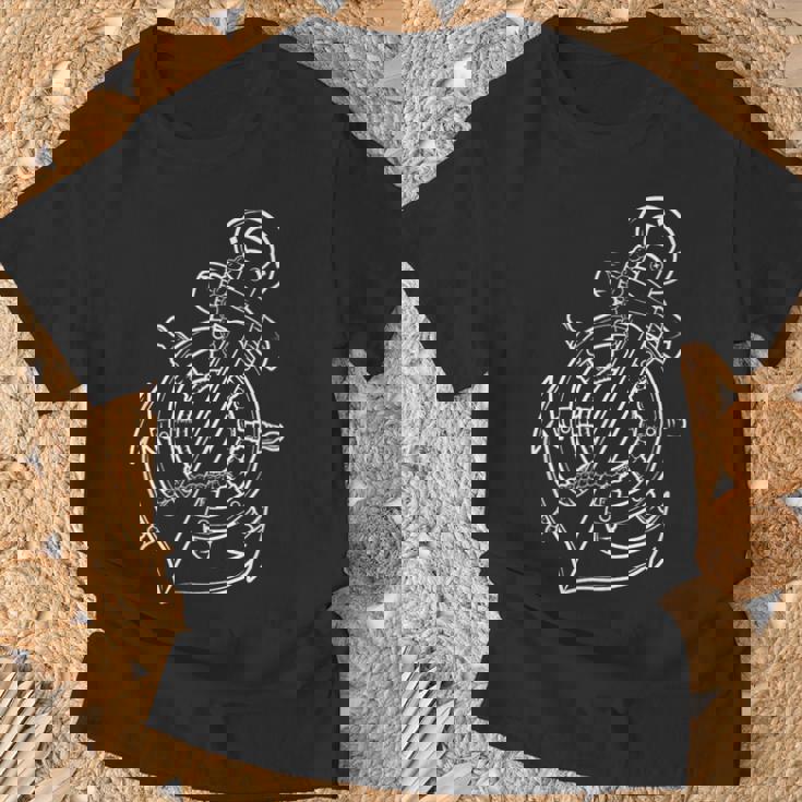 船員、スキッパー、船員のための帆船アンカーとボート。 Tシャツ 高齢者への贈り物