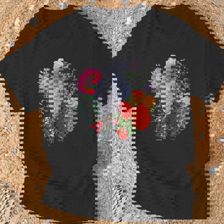 花と蝶とヨウム Tシャツ 高齢者への贈り物