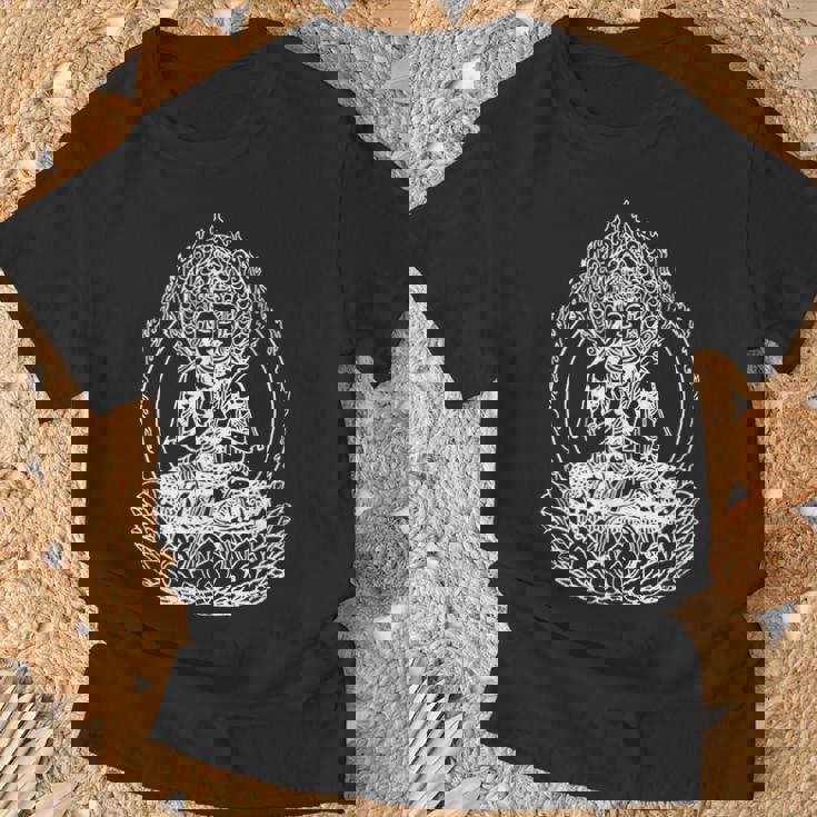蓮の花の仏像 菩薩 仏教 宗教 Tシャツ 高齢者への贈り物