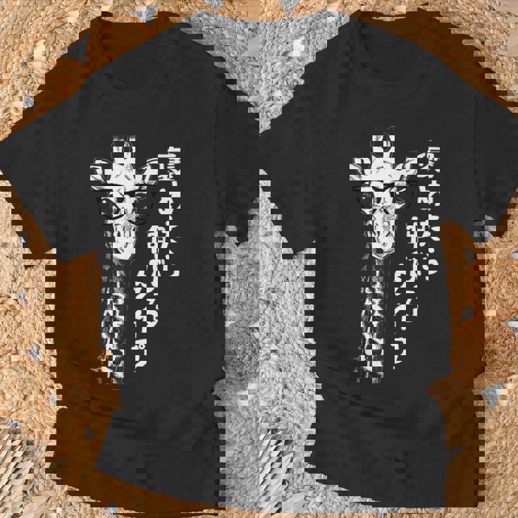 褒めたら伸びるタイプ キリン サングラス ギャグ ジョーク ダジャレ 趣味 おもしろ ネタ Tシャツ 高齢者への贈り物